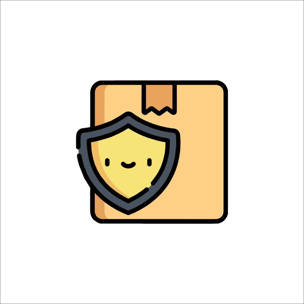 A cartoon character holding a shield icon vector