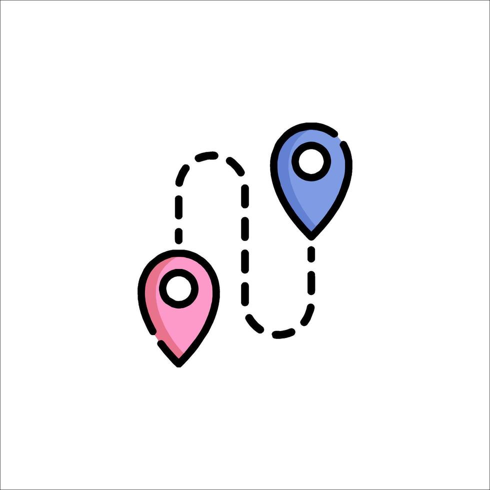 A map pin icon with two locations vector