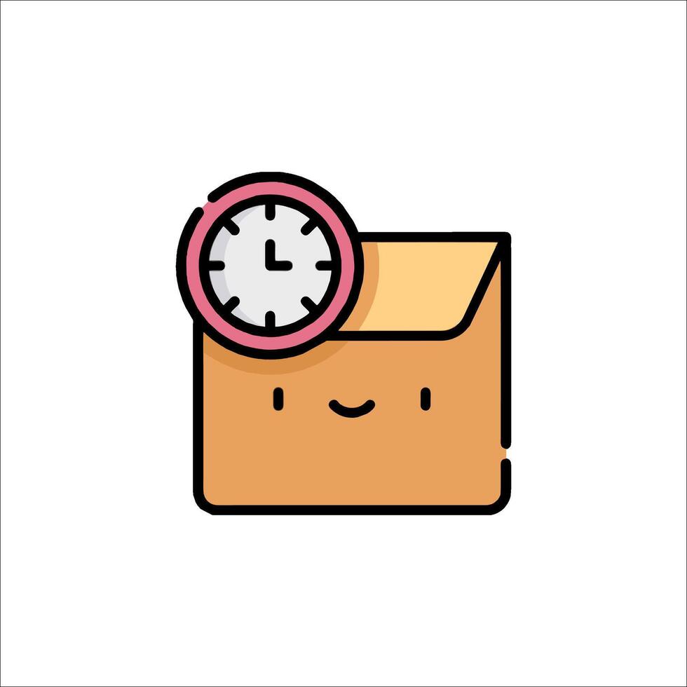 A cartoon envelope with a clock on it vector