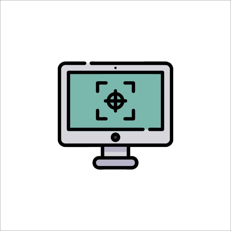 A computer monitor with a camera icon vector