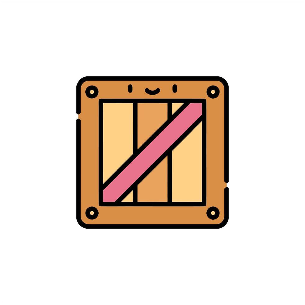 A wooden box with a pink stripe on it vector