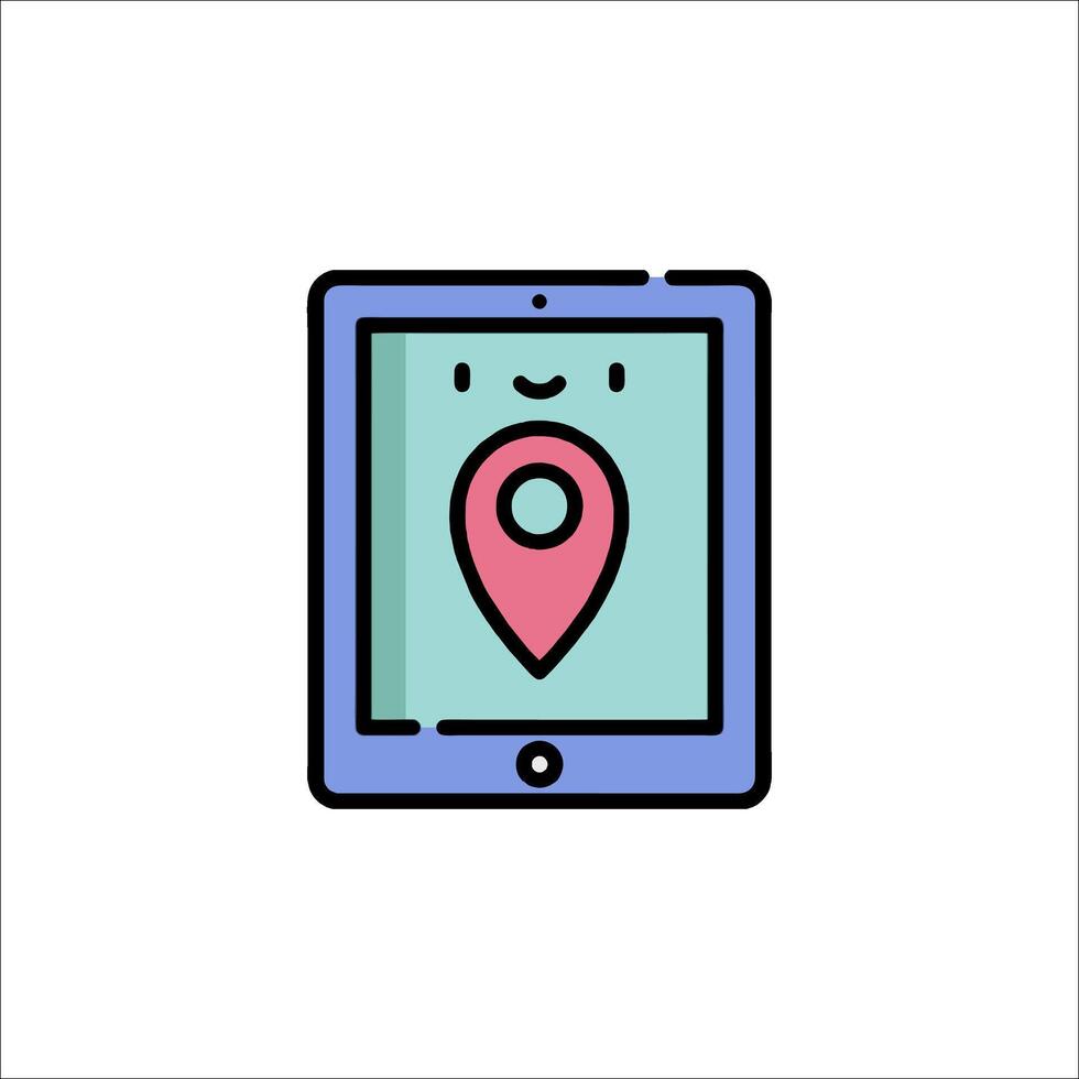 A tablet with a map pin on it vector