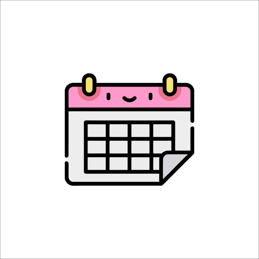 A calendar icon with a smiley face vector