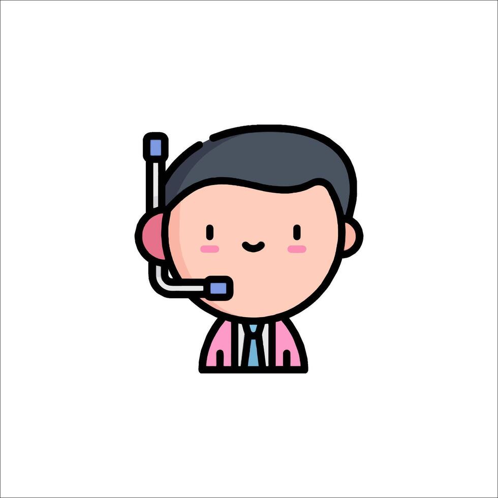 A cartoon character with a headset on his head vector