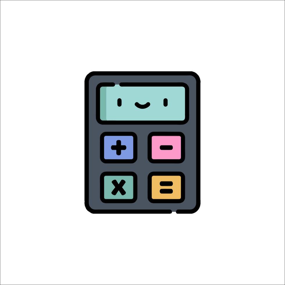A calculator icon with a smiley face vector
