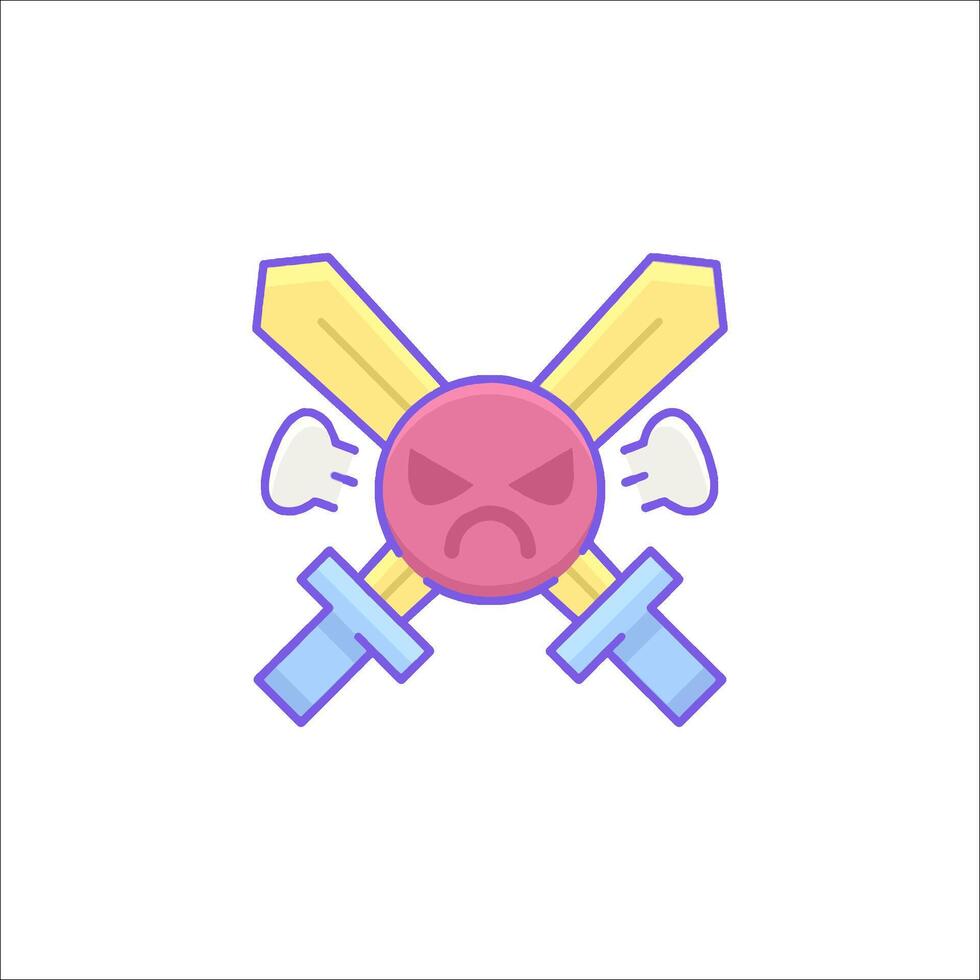 A pink and blue sword with two crossed swords vector