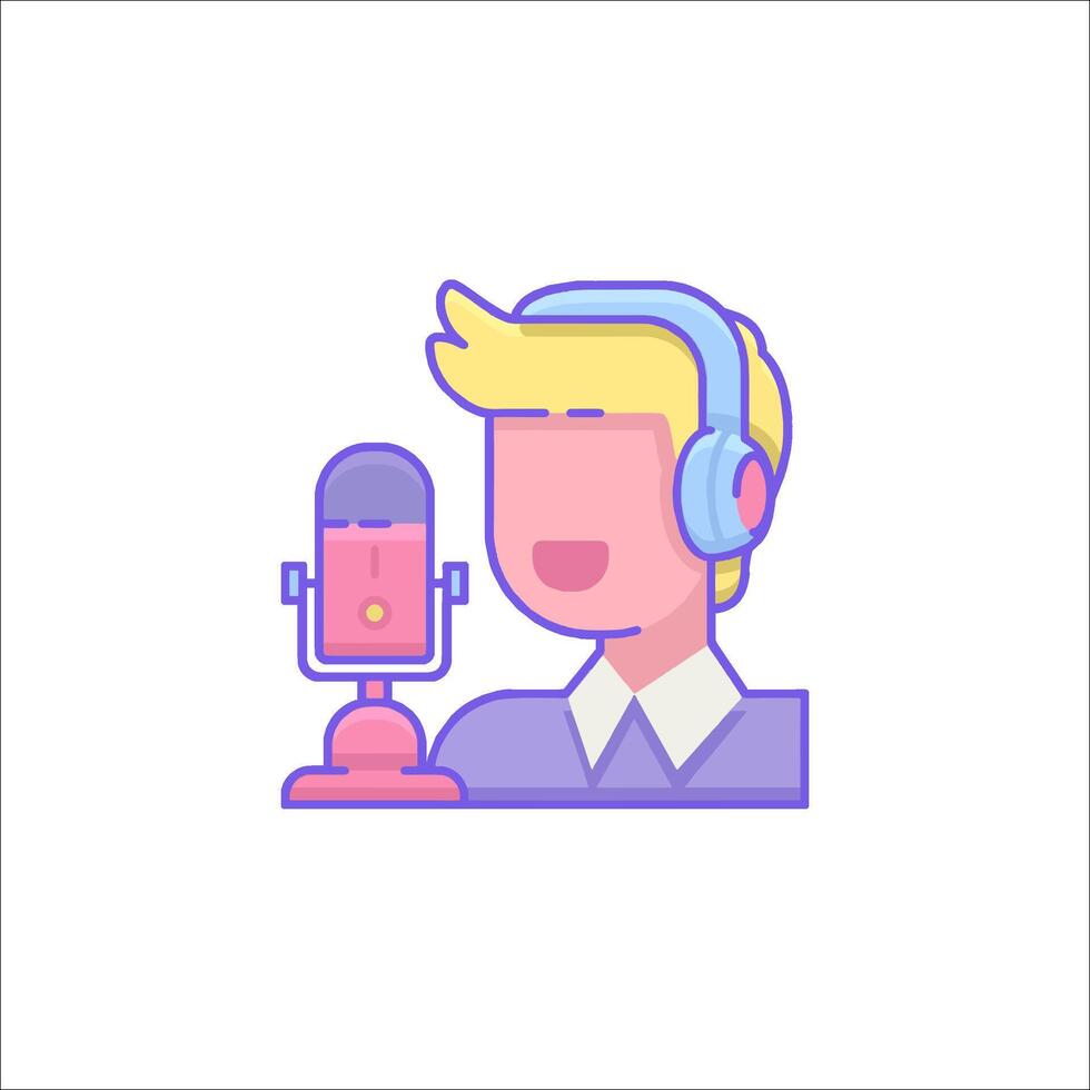 A man with headphones and microphone on a white background vector