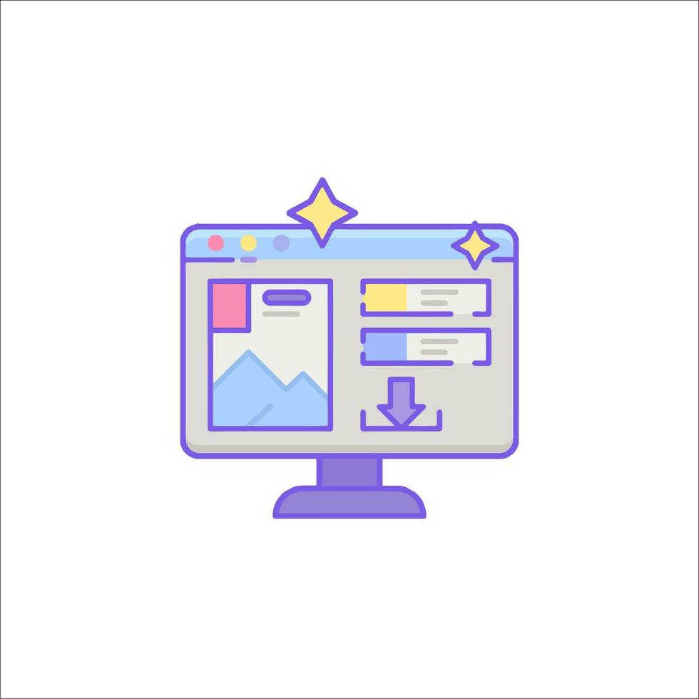 A computer screen with a star on it vector