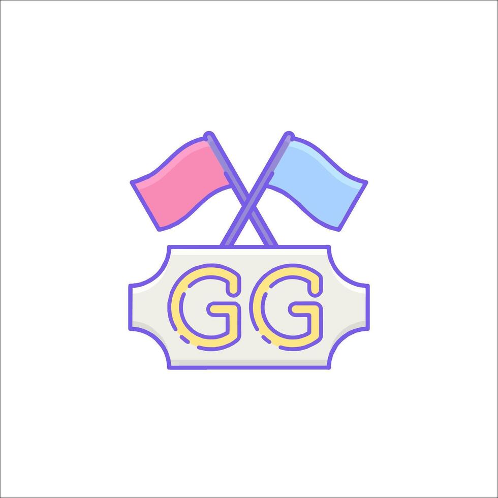 The logo for gg is shown with two flags vector