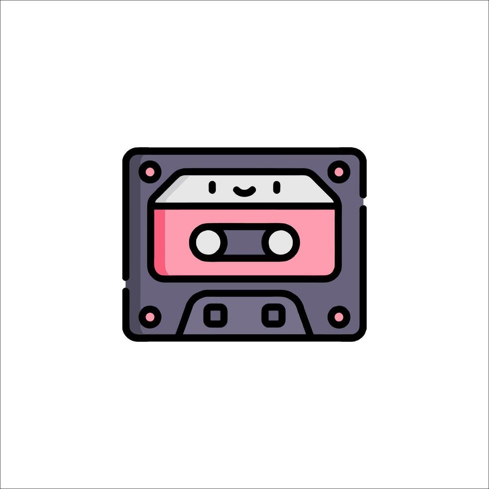 A cassette player icon with a smiley face vector