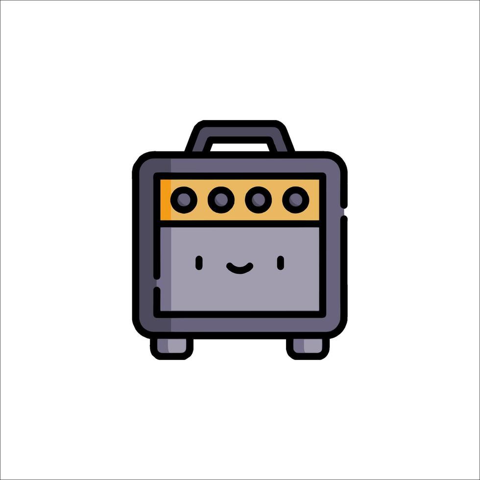 A guitar amplifier icon with a smiley face vector
