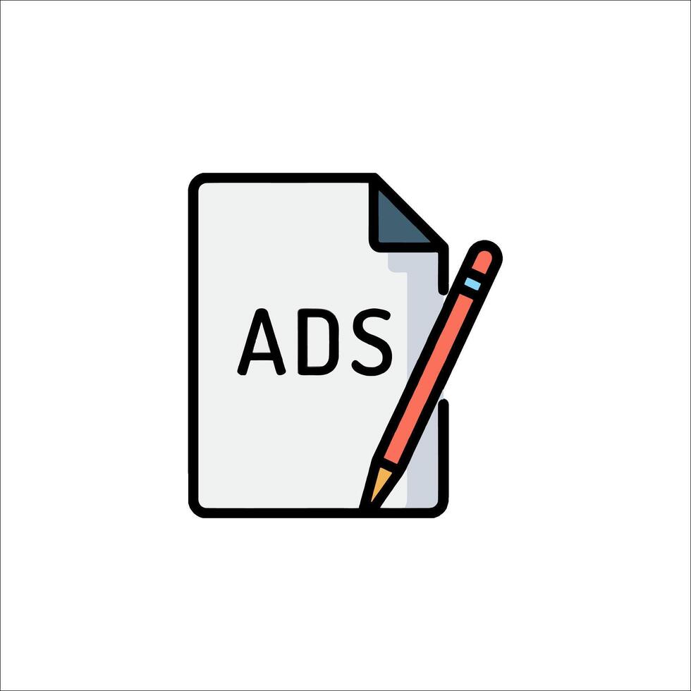 Ads icon with a pencil and paper vector