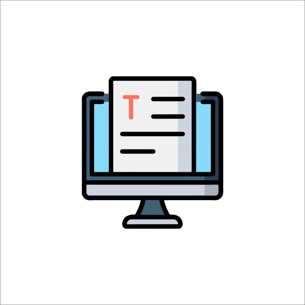 A computer monitor with a document icon vector