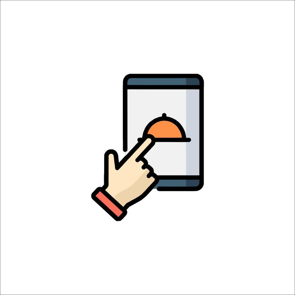 A hand touching a phone with a plate on it vector
