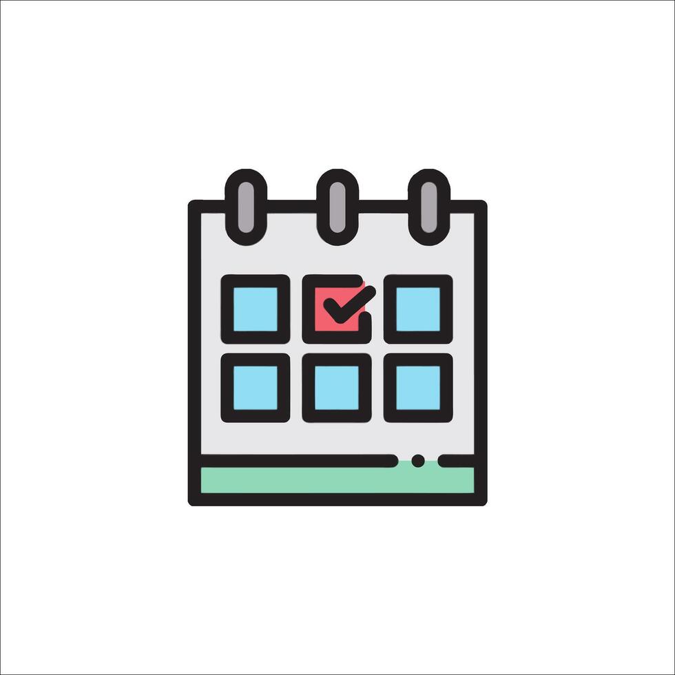 A calendar icon with a check mark on it vector