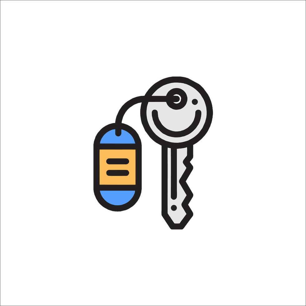 A key and a tag with a smiley face vector