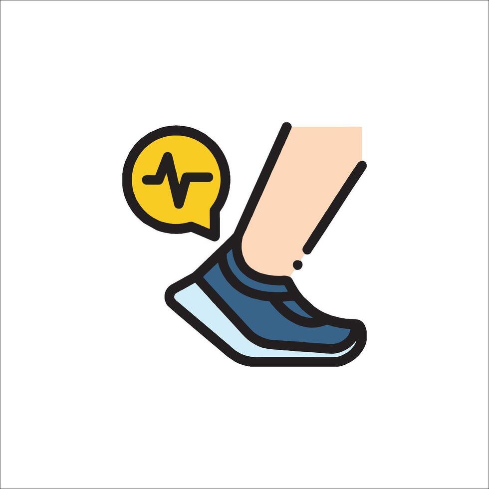 A person's foot with a heartbeat icon vector