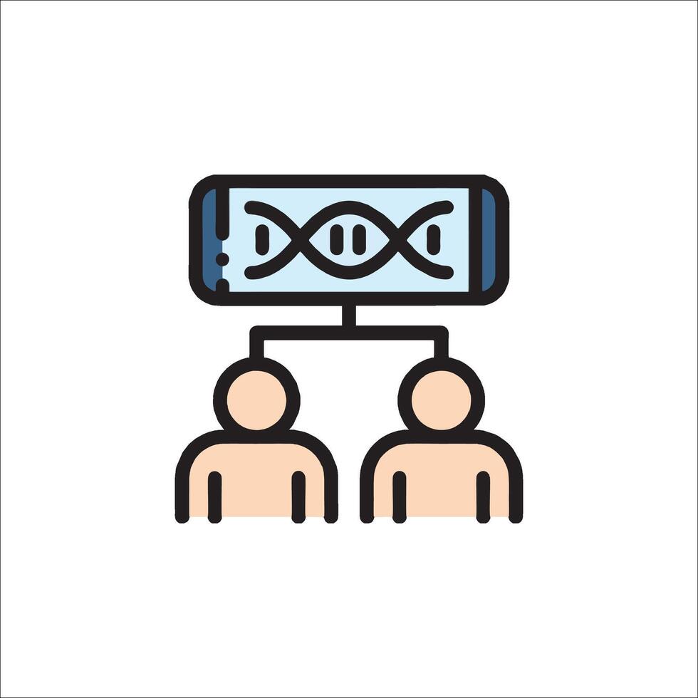 Two people are holding a dna molecule icon vector