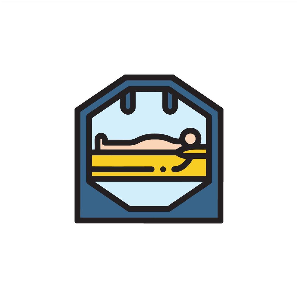 A man lying in a bed with a bedside table vector