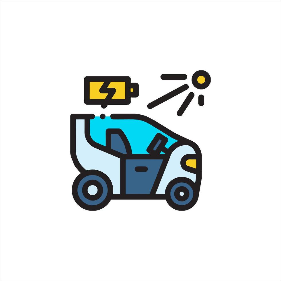 A small car with a solar panel on top vector
