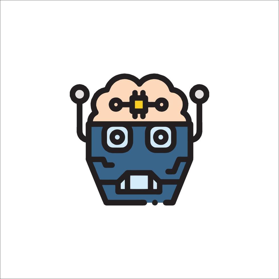 A robot head with a brain on it vector