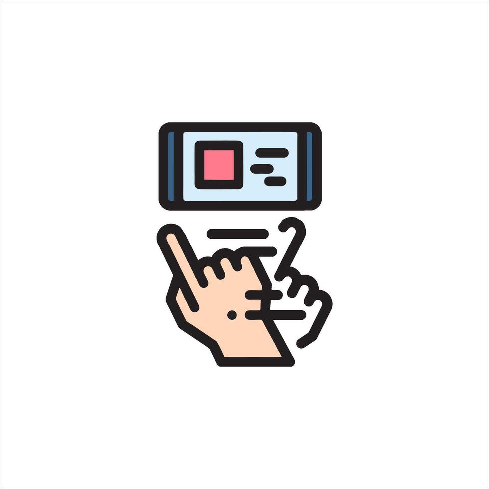 A hand holding a phone icon on a white background vector