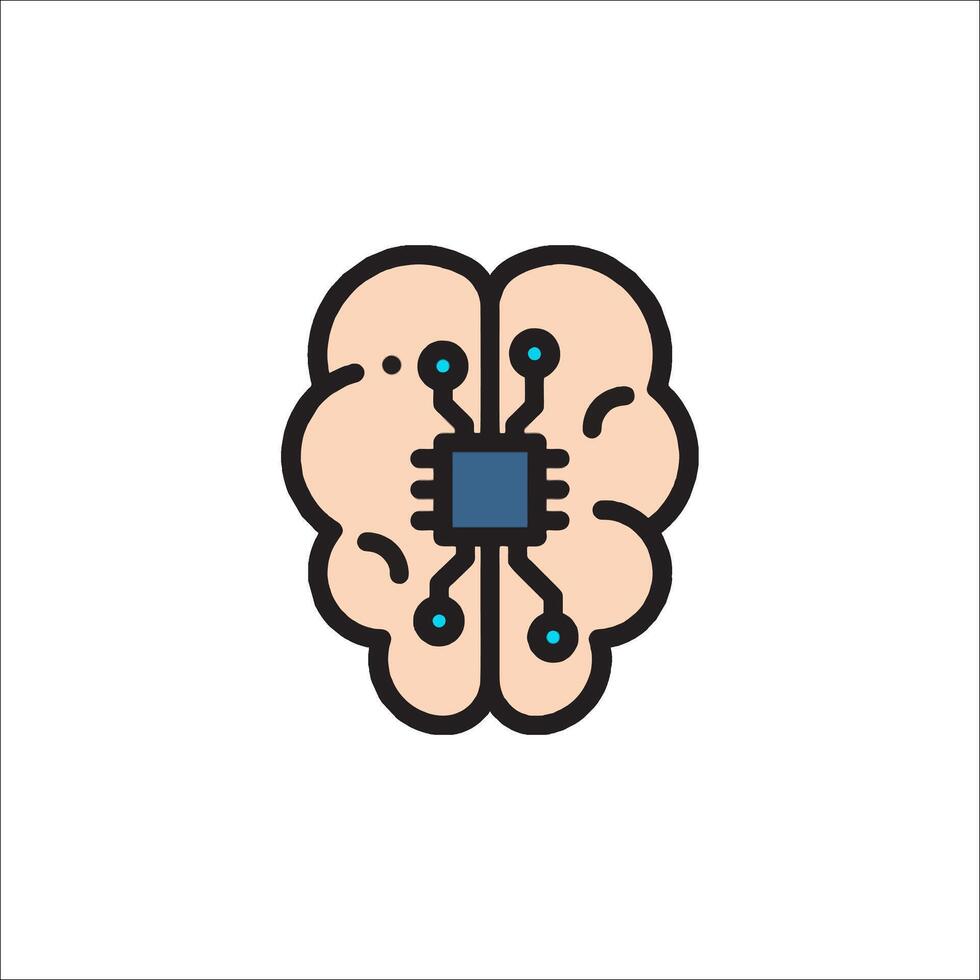 Brain icon with a circuit board on it vector
