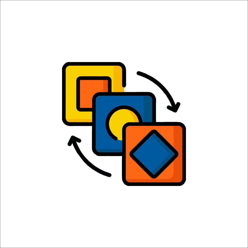 A colorful icon of two cubes with arrows vector