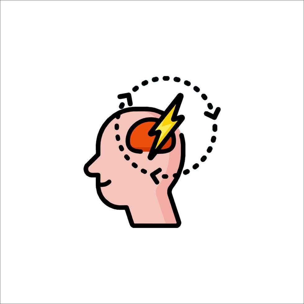 A person's head with a lightning bolt coming out of it vector