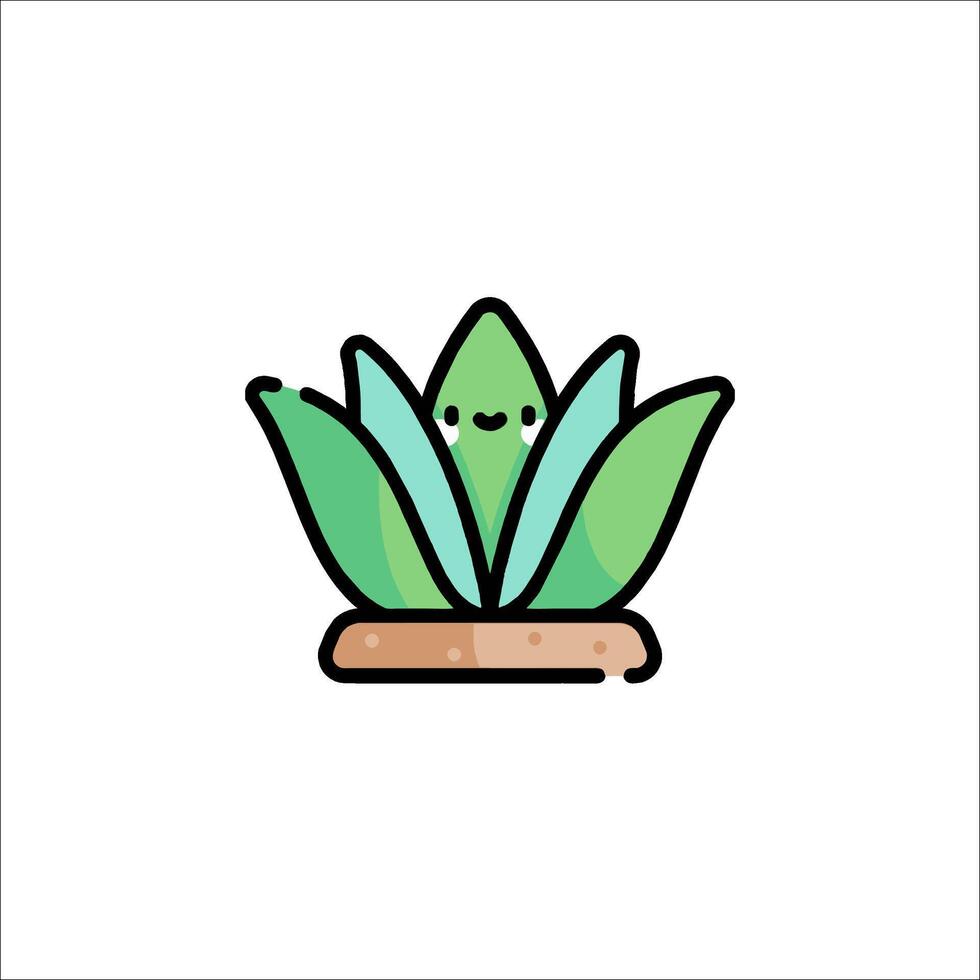 A green plant with a smiley face on it vector