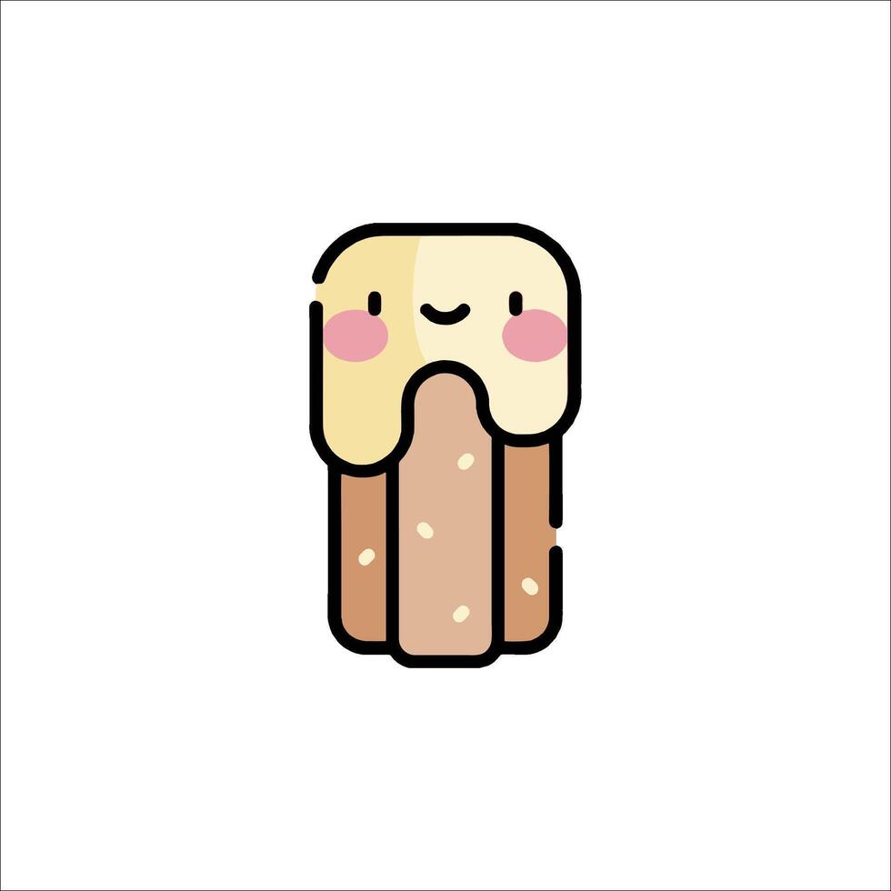 A cartoon ice cream with a face on it vector