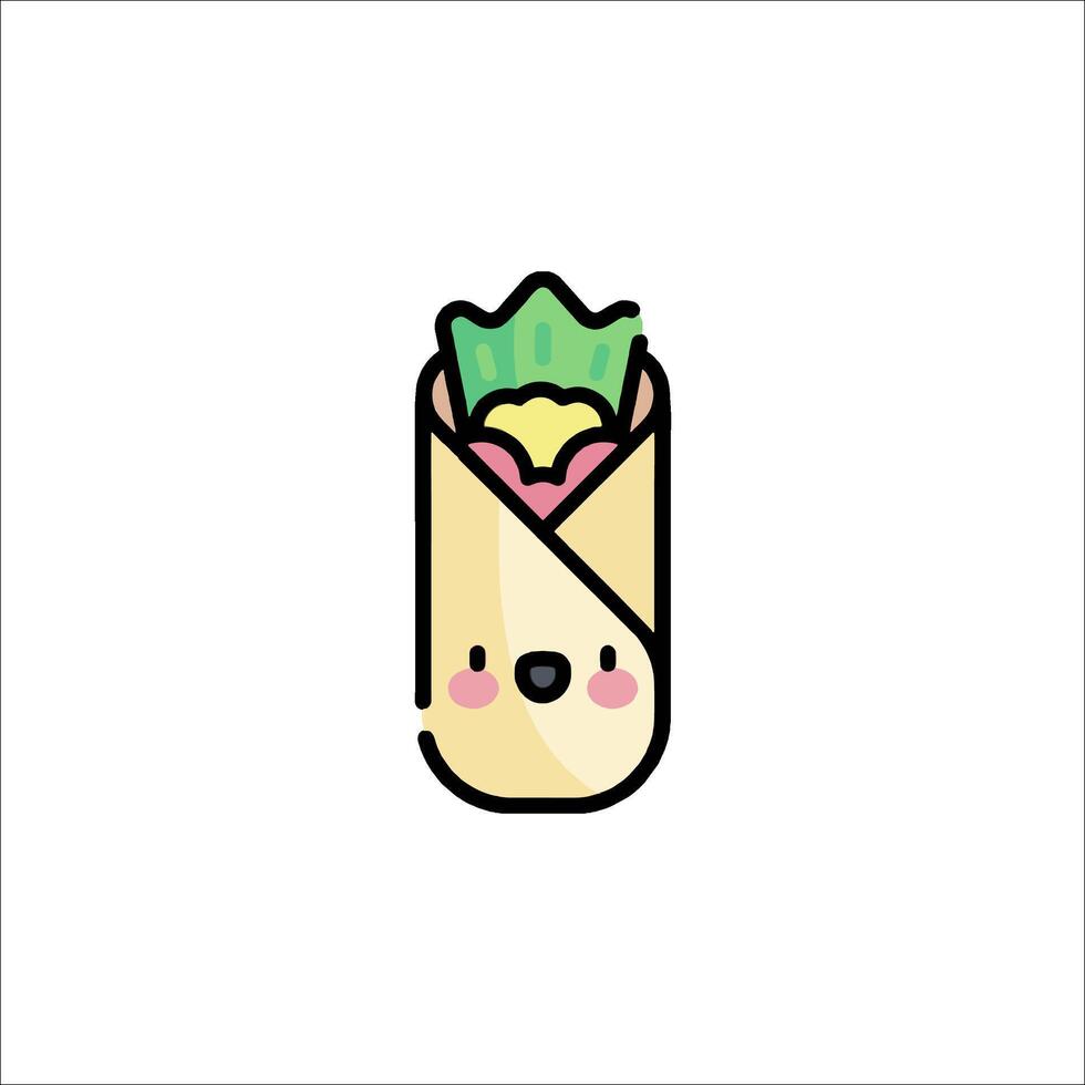 A cute little burrito with a smile on it vector