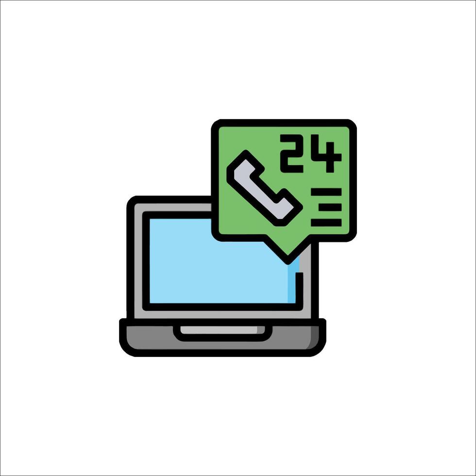 A laptop computer with a phone icon on it vector