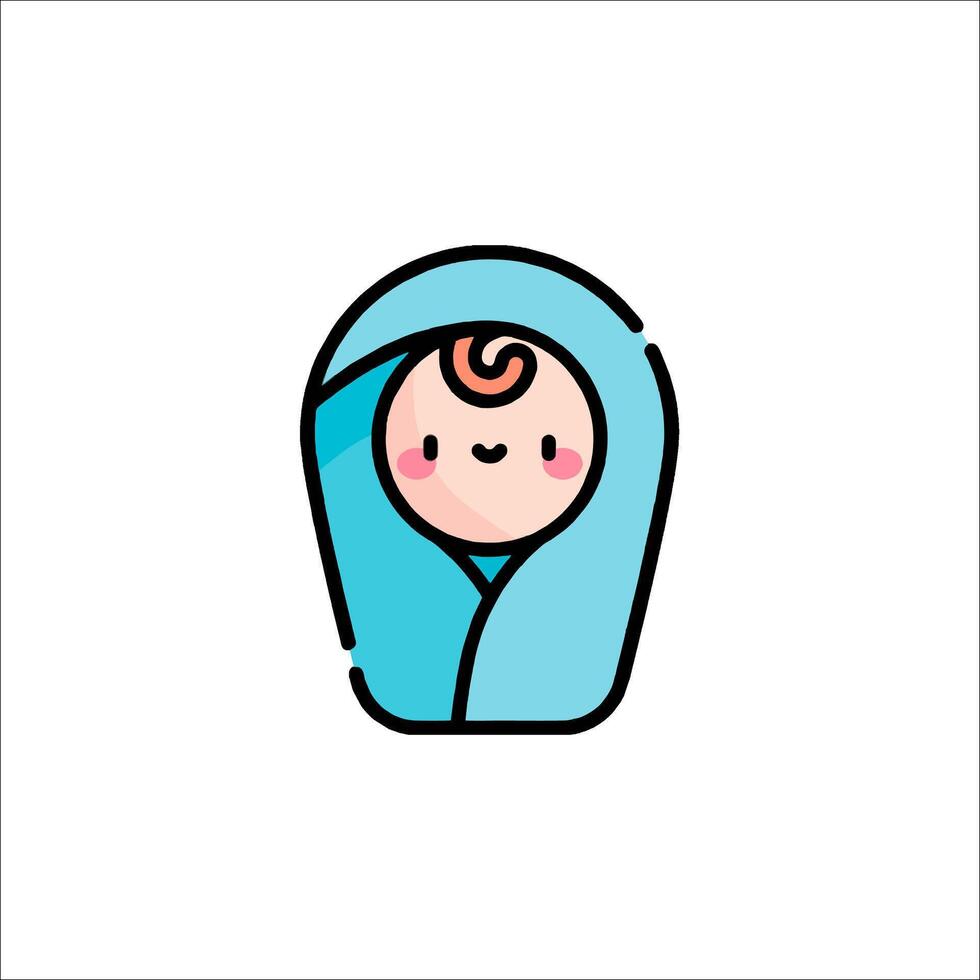 Baby icon in blue with a pink bow vector