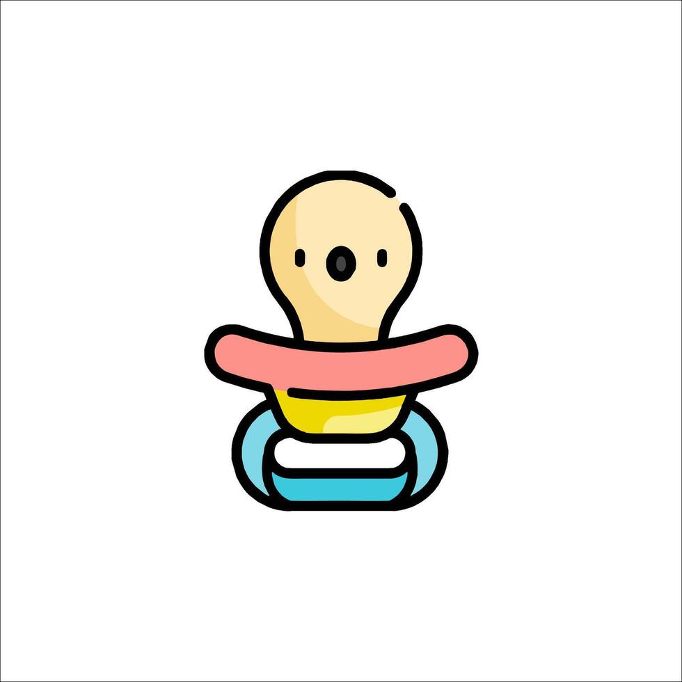A baby pacifier icon with a cute face vector