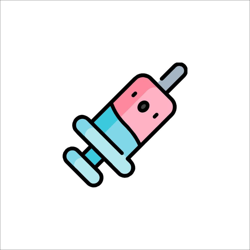 A cartoon syringe with a needle on it vector
