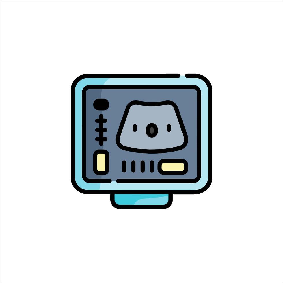 A computer monitor with a cat on it vector
