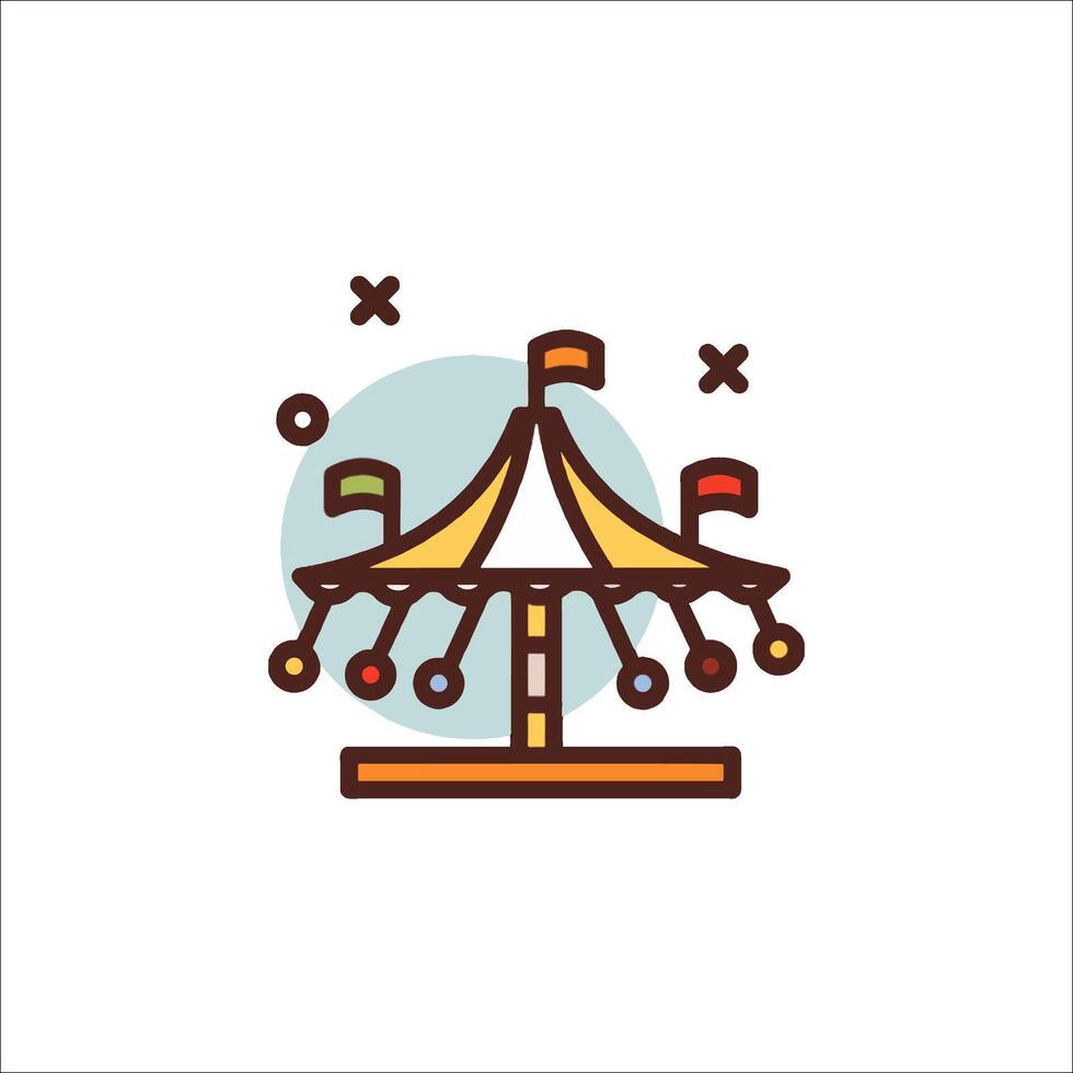 A carnival ride icon with a colorful background vector