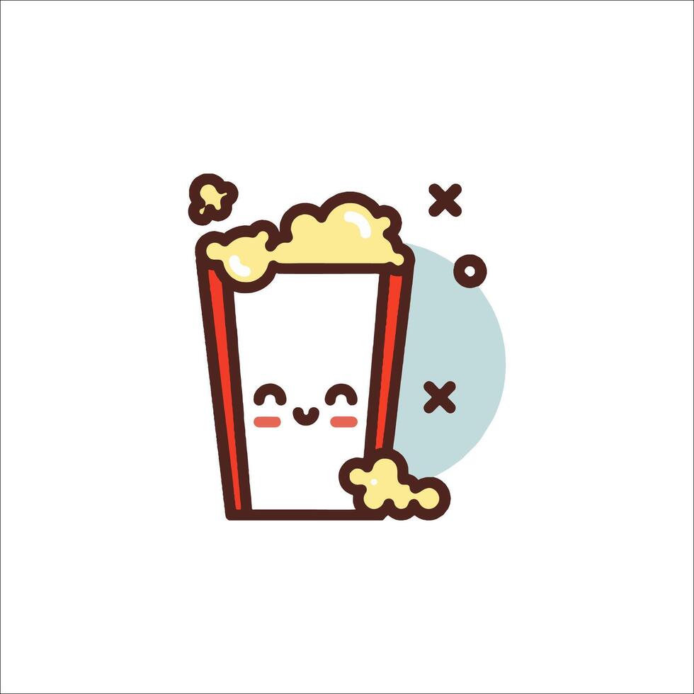 A cartoon popcorn icon with a smiley face vector