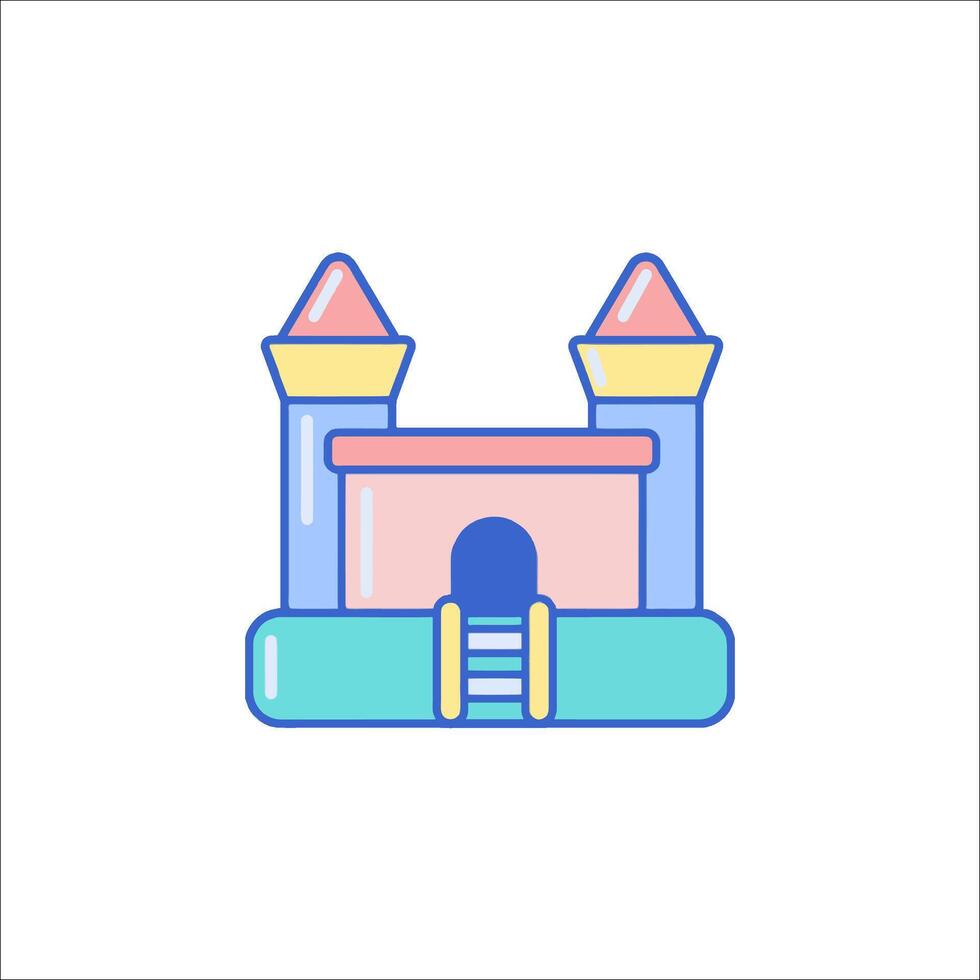 A castle icon with stairs and a ladder vector