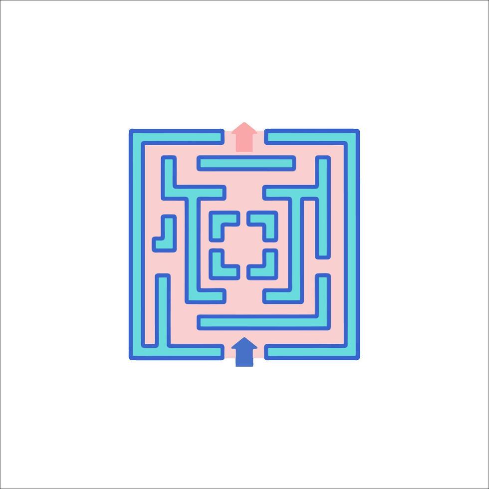 A maze with an arrow pointing to the right vector