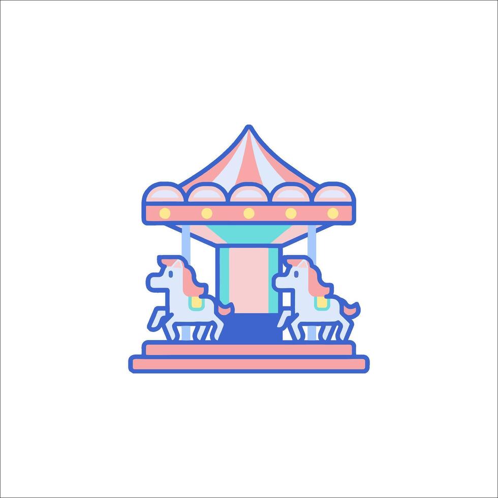 Carousel icon with two horses on it vector
