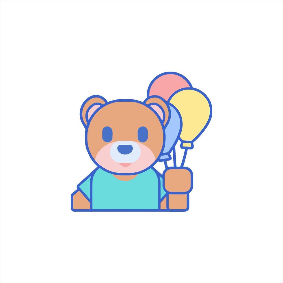 A teddy bear holding balloons vector