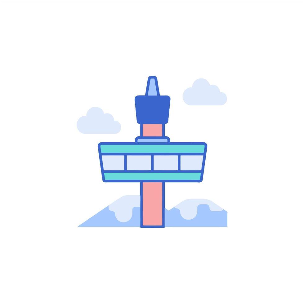 A tower with a clock on top of it vector