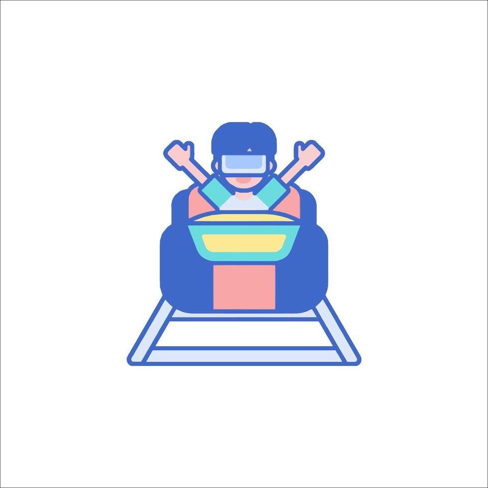 A person riding a roller coaster in a colorful design vector