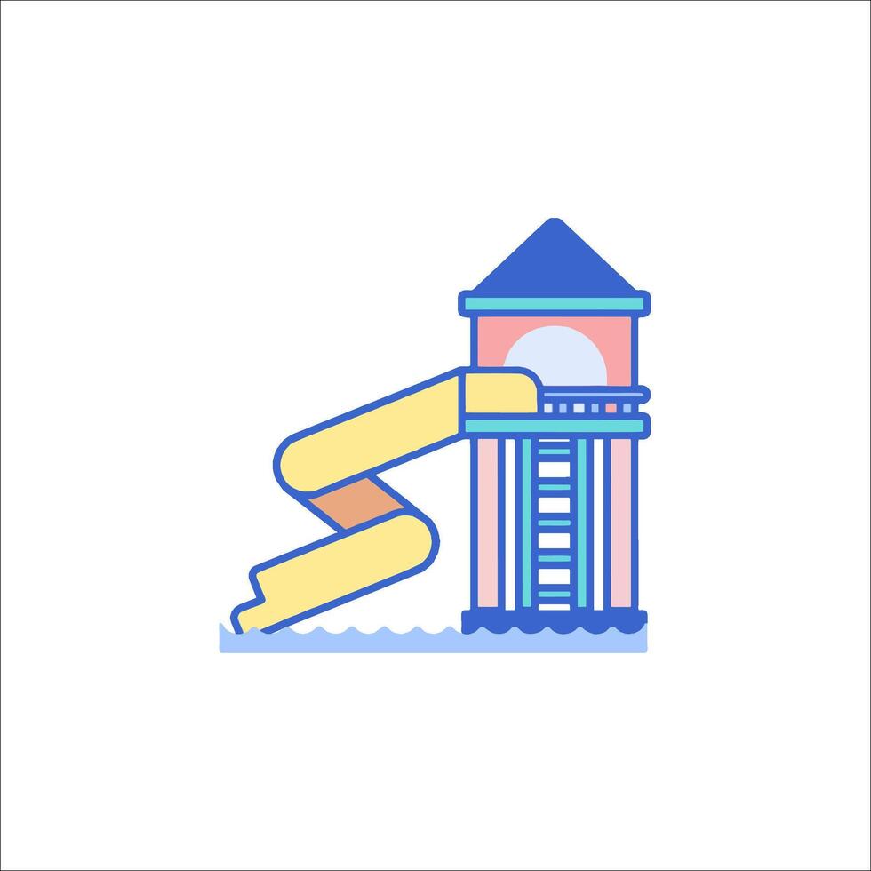A water slide going down a tower vector