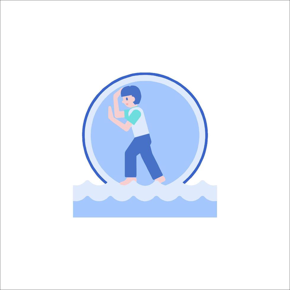 A man is standing on a surfboard in the water vector