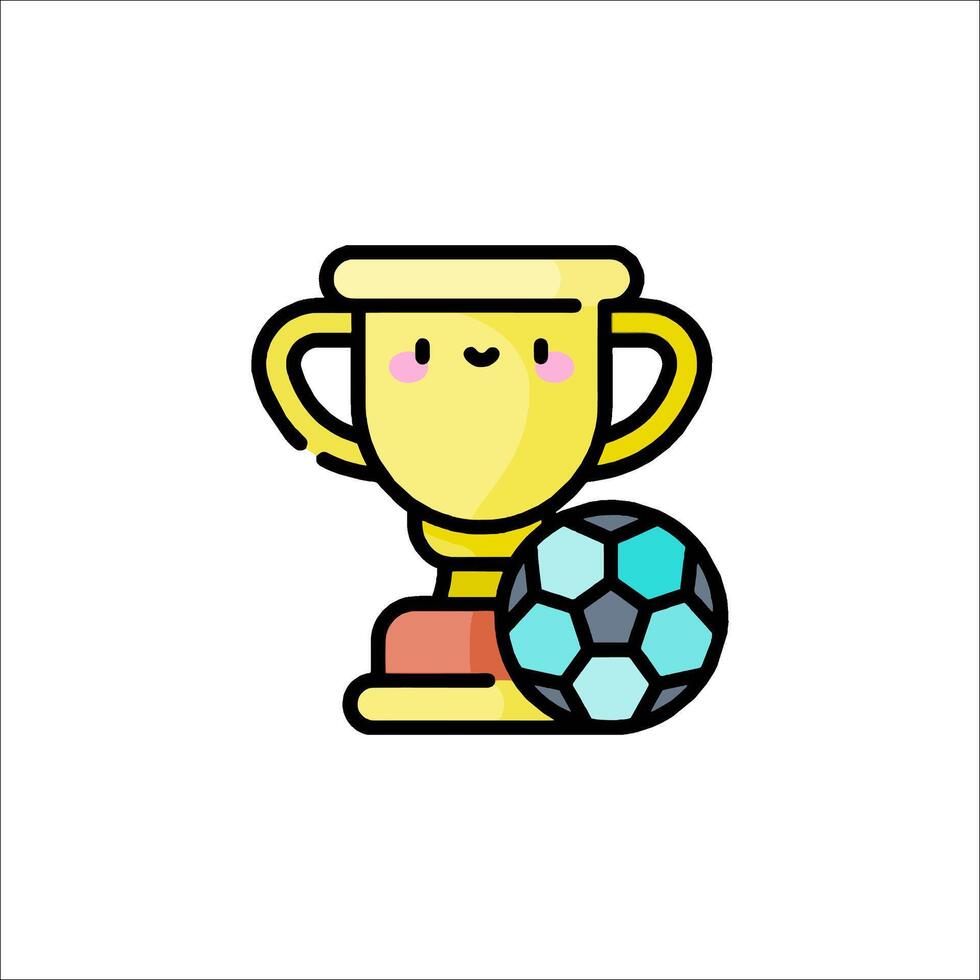 A cartoon trophy cup with a soccer ball vector