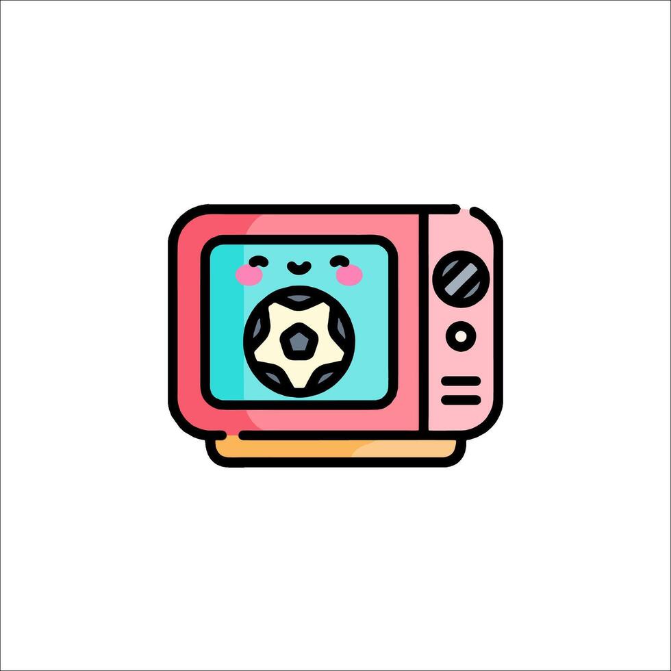 A cartoon television with a soccer ball on it vector