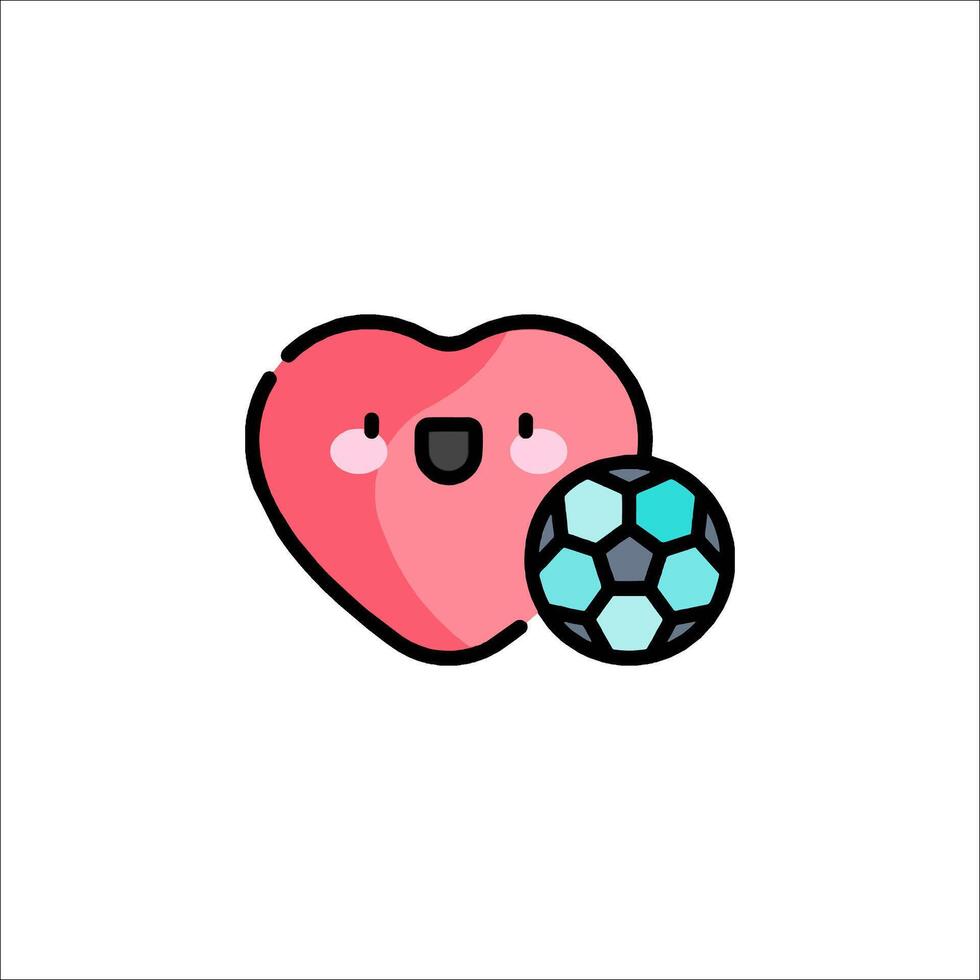 A cartoon heart with a soccer ball vector